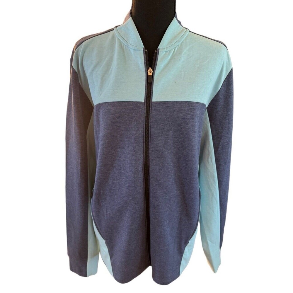 Untuckit Mens Aimes‎ Jacket Medium Blue Lightweight Full Zip Athletic Stretch